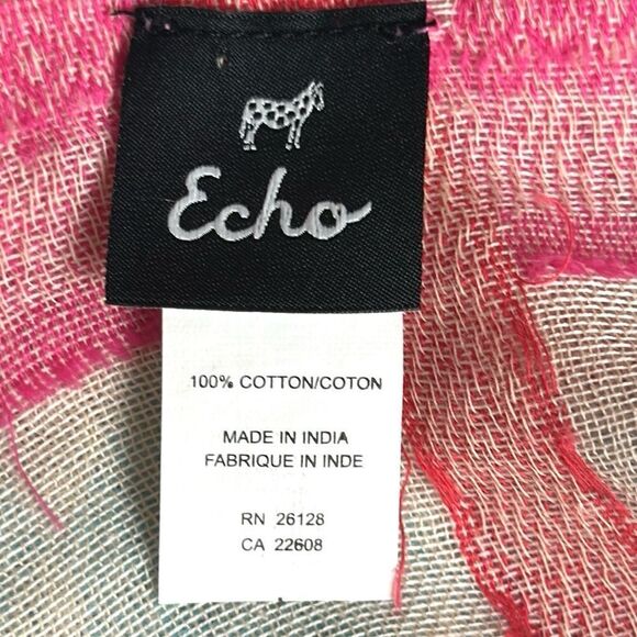 Echo Cotton Large Wrap Oblong Scarf Beach Cover Beige Blue Pink Orange - Picture 9 of 9